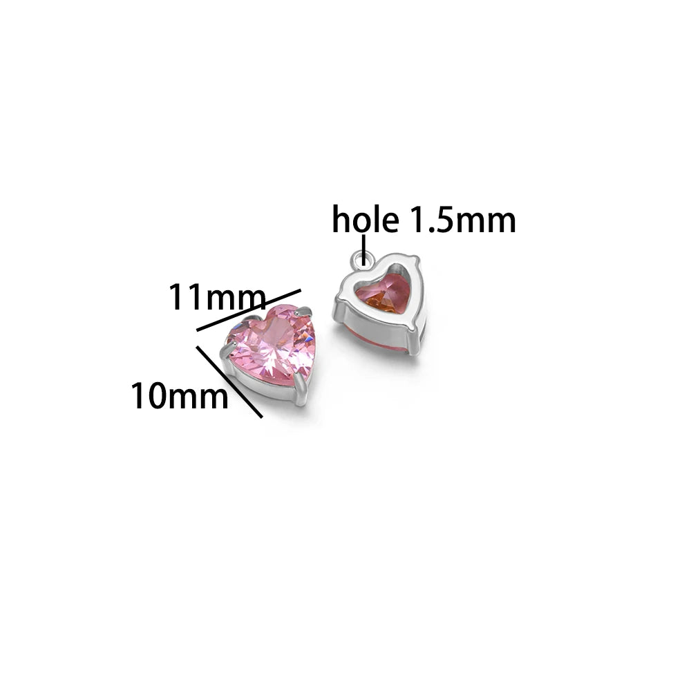 Fashion DIY Jewelry Findings 18k Gold Plated Stainless Steel  Heart  Zircon Charm Pendant for Jewelry Making Accessories