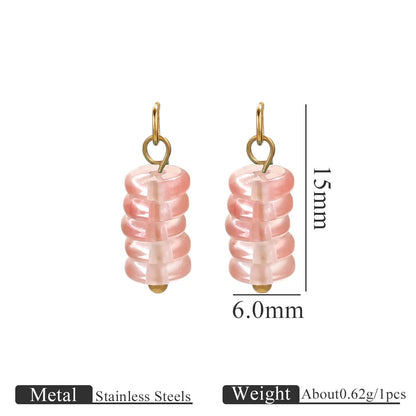 New Style Fashion Stainless Steel Gold Plated Tiger's Eye Stone Beads Charm Pendant for Earring Jewelry Making Accessories