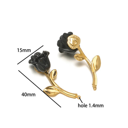 18k Gold Plated Stainless Steel Enamel Heart Rpse Flower Mushroom Charm Pendant for DIY Handmade Necklace Jewelry Making