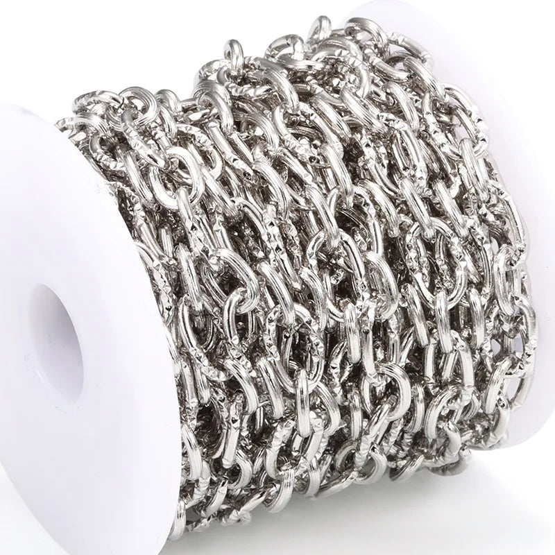 Dull Silver Textured Chunky Chains E698 Heavy Texture Stainless Steel for Jewelry Making Jewelry Findings & Components