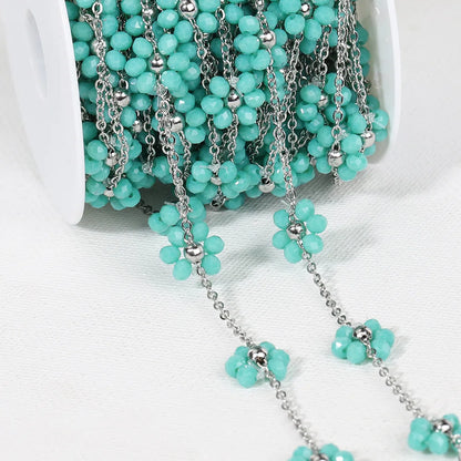 A1851 Hot Selling Stainless Steel Chain Enamel Colorful Flower Stainless Steel Chain Bulk Jewelry Finding Accessory