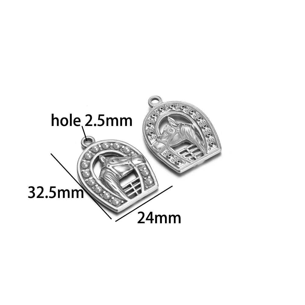 5pcs/bag Gold Plated Stainless Steel Horse Sea Horse Pearl Charm Pendant for DIY Jewelry Necklace Making