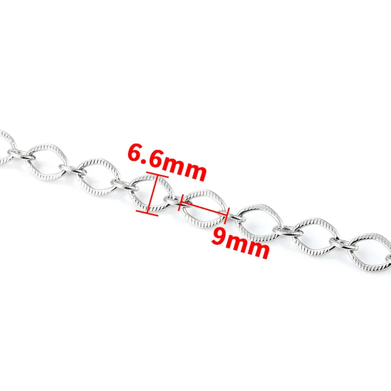 B2112 Embossing Circle Chain Ins Silver Plating Chain High Quality Stainless Steel Jewelry