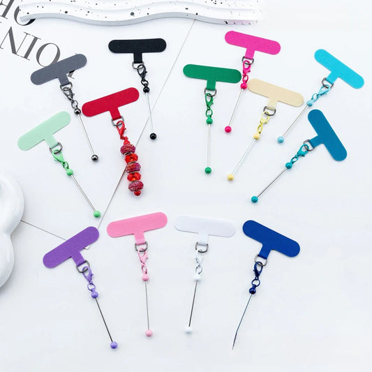 Beadable Keychain Bar With Lobster Clasp Universal Anti-Lost Phone Case Patch DIY Beaded Phone Charm Hanging Supplies