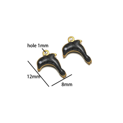 New Arrival 18k Gold Plated Stainless Steel Cartoon Dolphin Shaped Charm Pendant for Necklace Jewelry Making