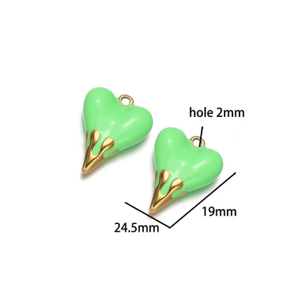 5pcs/bag Stainless Steel 18k Gold Plated Enamel Heart Charm Pendant for Diy Jewelry Necklace Earring Making Bulk