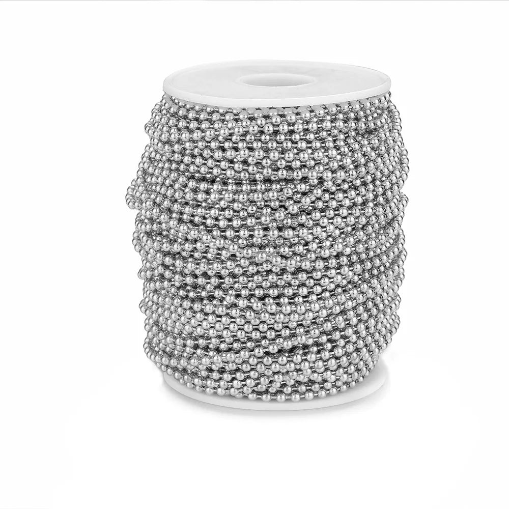 D020 2.4mm 1.2mm 1.6mm Round Bead Chain Necklace Beaded Keychains Stainless Steel Chain Luxury