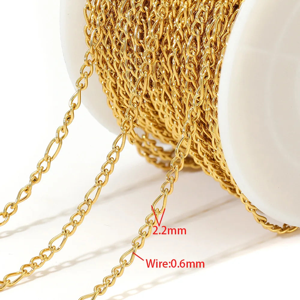 B3056 High Quality Stainless Steel Chain Multi Design 18k Gold Plated Silver Chain Bulk Link for Jewelry Making
