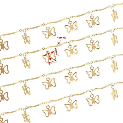 B4774 Vacuum butterfly Charm Chain 18k Gold Plated Stainless Steel Chain Roller Chain for Jewelry Diy