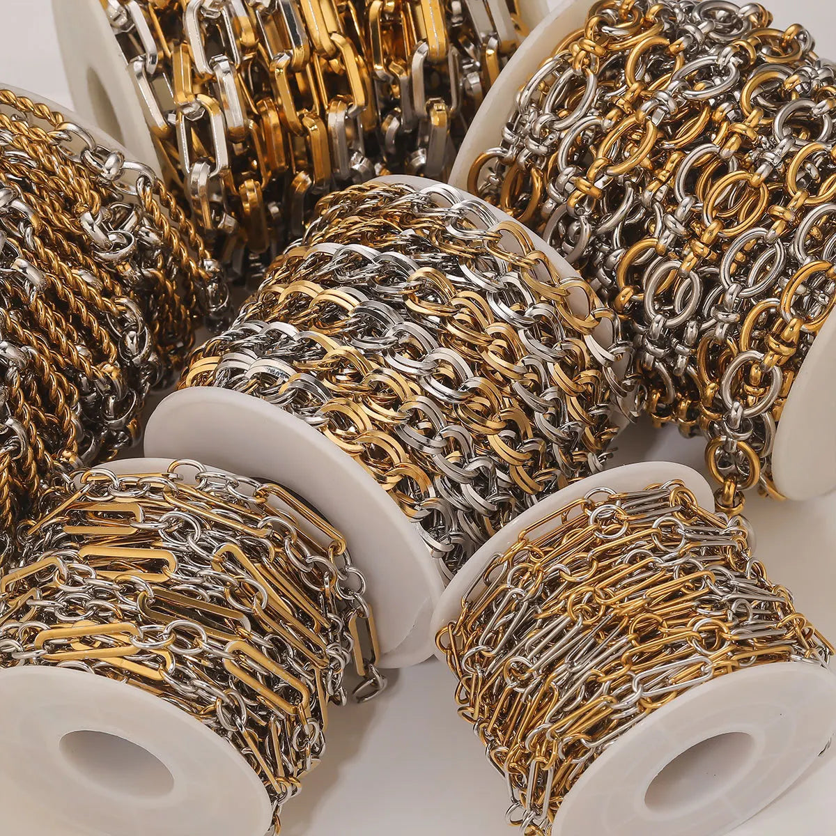 D245 High Quality Unique Two Colors Chain Silver Gold Plated Bulk Necklace Bracelet Making Link Chain Wholesale