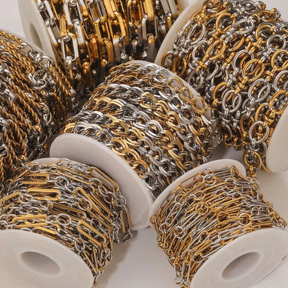 D245 High Quality Unique Two Colors Chain Silver Gold Plated Bulk Necklace Bracelet Making Link Chain Wholesale