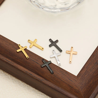 Non Tarnish 18k Gold Plated Stainless Steel Cross Charm Pendant for Handmade Necklace Jewelry Making Diy Accessories