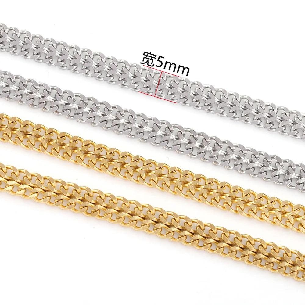 A711 Factory Prices Protective Coating Gold Silver Stainless Steel Chain Clavicle Choker Double Strip Curb Link Chain