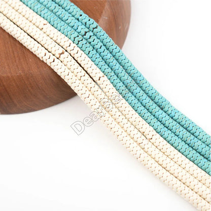 Rondelle Howlite Magnesite Stone Beads, Wavy Rondel Blue Turquoise White Magnesite Gemstone Bead for Jewelry Making 3mm X 6mm