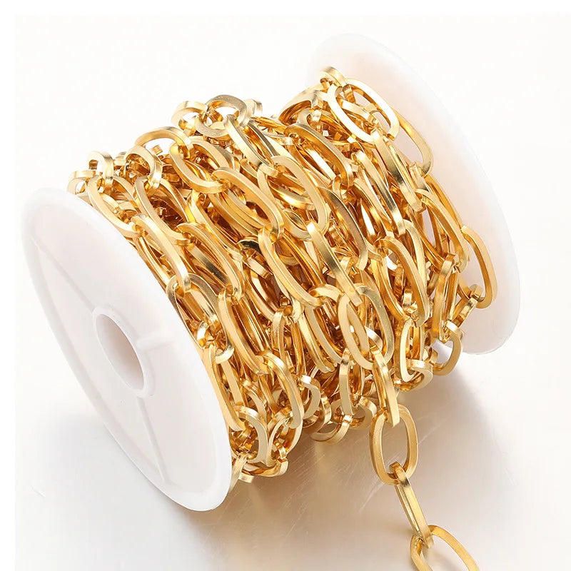 A1904 Hot Selling Paper Clip Chain Bulk Stainless Steel Necklace Bracelet Jewelry Making Chain for Diy Making