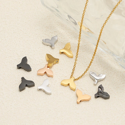 Wholesale 18k Gold Plated Stainless Steel Fishtail Charm Pendant for Necklace Bracelet Jewelry Making Supplies