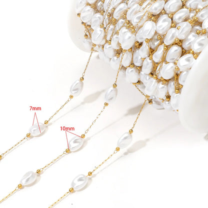 E561 Non-Tarnish 18K PVD Gold Stainless Steel Chains Fashion Artificial Pearl Star Moon Component Jewelry Findings Components