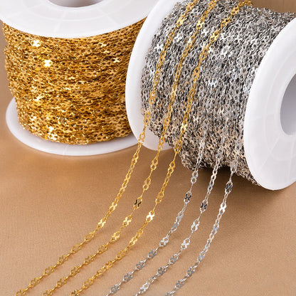 E127 Fashion Silver Gold Plated Chain Waterproof Stainless Steel Link Chains 8 Connector Chains for Jewelry Custom