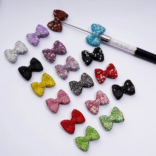 Multi-Color Bowtie Clay Beads with Shiny Rhinestones for Pen Beads From Zhejiang