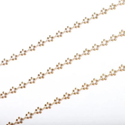 A1918 Colorful Unique Enamel Stainless Steel Chain Flower Rosary Chain for Necklace Bracelet Bulk Chain Diy Findings