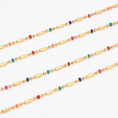 B4115 1.5mm Permanent Stainless Steel Chain Enamel Figaro Chain Colorful Beads Chain Jewelry Diy