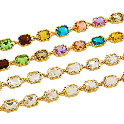 D886 Fashion Stainless Steel Crystal Chain Colorful Zircon Cz Chain for Necklace Bracelet Making Wholesale