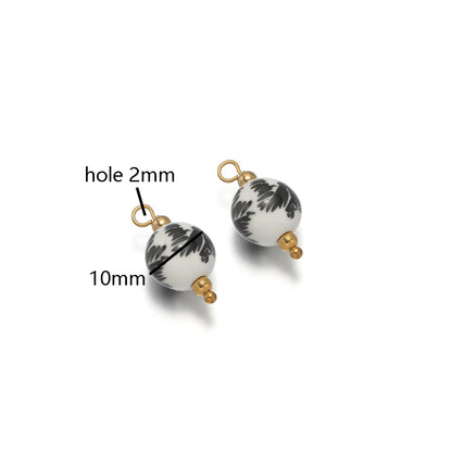 New Diy Necklace Pendant 18k Gold Plated Stainless Steel Ceramic Round Heart Star Oval Pendant for Handmade Jewelry Making