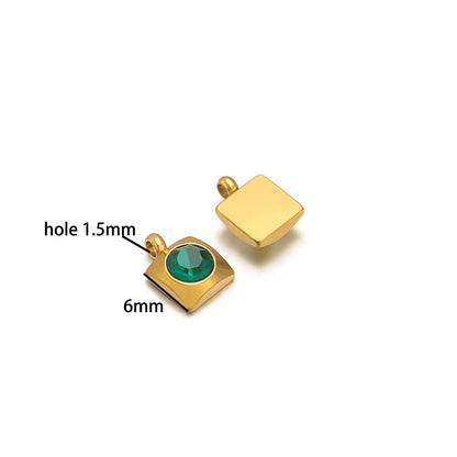 20pcs/bag Stainless Steel 18K Gold Plated 6mm Square Zircon Charms Pendant for DIY Jewelry Necklace Making Jewelry Findings