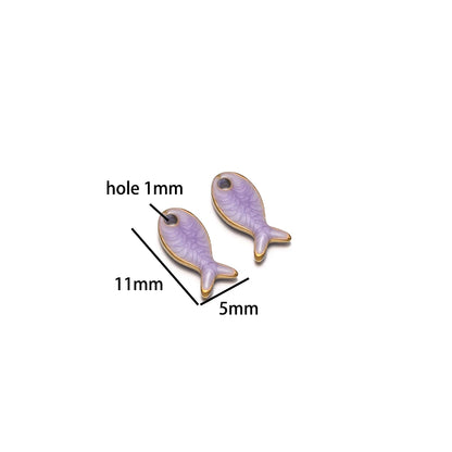 Colorful Enamel DIY  Charm 18k Gold Plated Stainless Steel Fish Charm Pendant for Handmade Necklace Jewelry Making