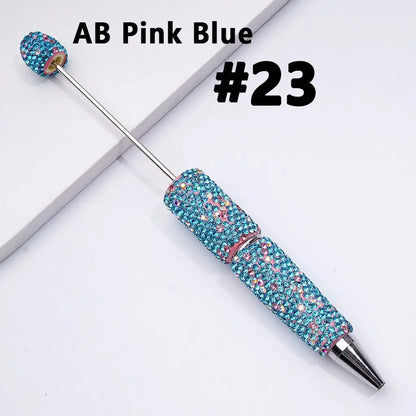 Full Rhinestone Beadable Clay Ballpoint Pens - DIY Beaded Plastic Pen for School Office Gift