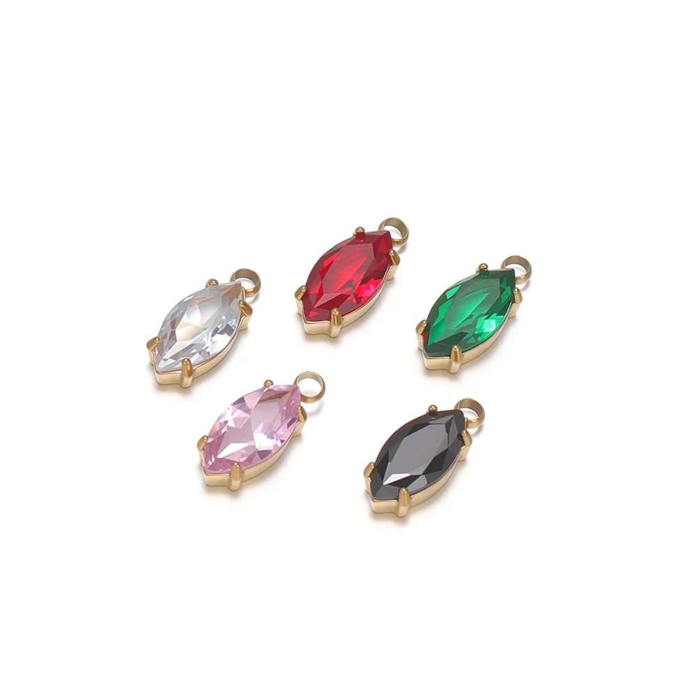 Handmade Stainless Steel 18k Gold Plated Zircon Charm Pendant for Diy Bracelet Necklace Jewelry Making Wholesale