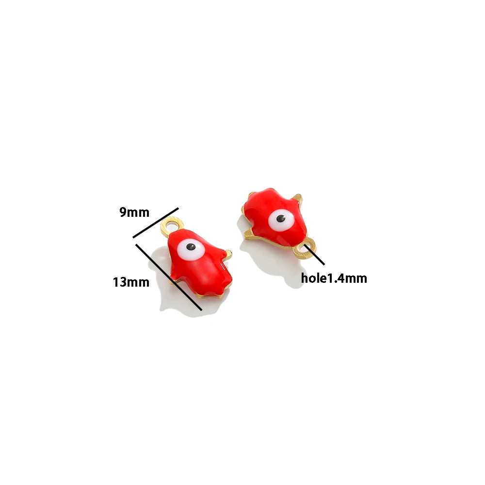 Wholesale 18k Gold Plated Stainless Steel  Eyes Charms Enamel Heart Palm Pendants for DIY Necklace Jewelry Making Accessories