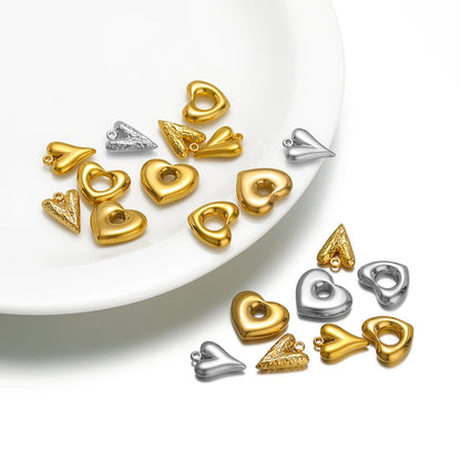 Heart Shaped Pendant Stainless Steel 18k Gold Plated Love Hollow Charms Pendant for Women Jewelry Necklace Earring Making
