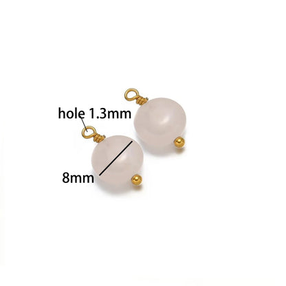 Handmade Stainless Steel 18K Gold Plated 8mm Natural Stone Charm Pendant for Jewelry Necklace Making Wholesale