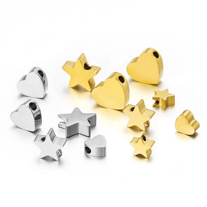 Europe Popular Pendants Stainless Steel Gold Plated Horizontal Vertical Hole Heart Star Charm Pendant for Necklace Making