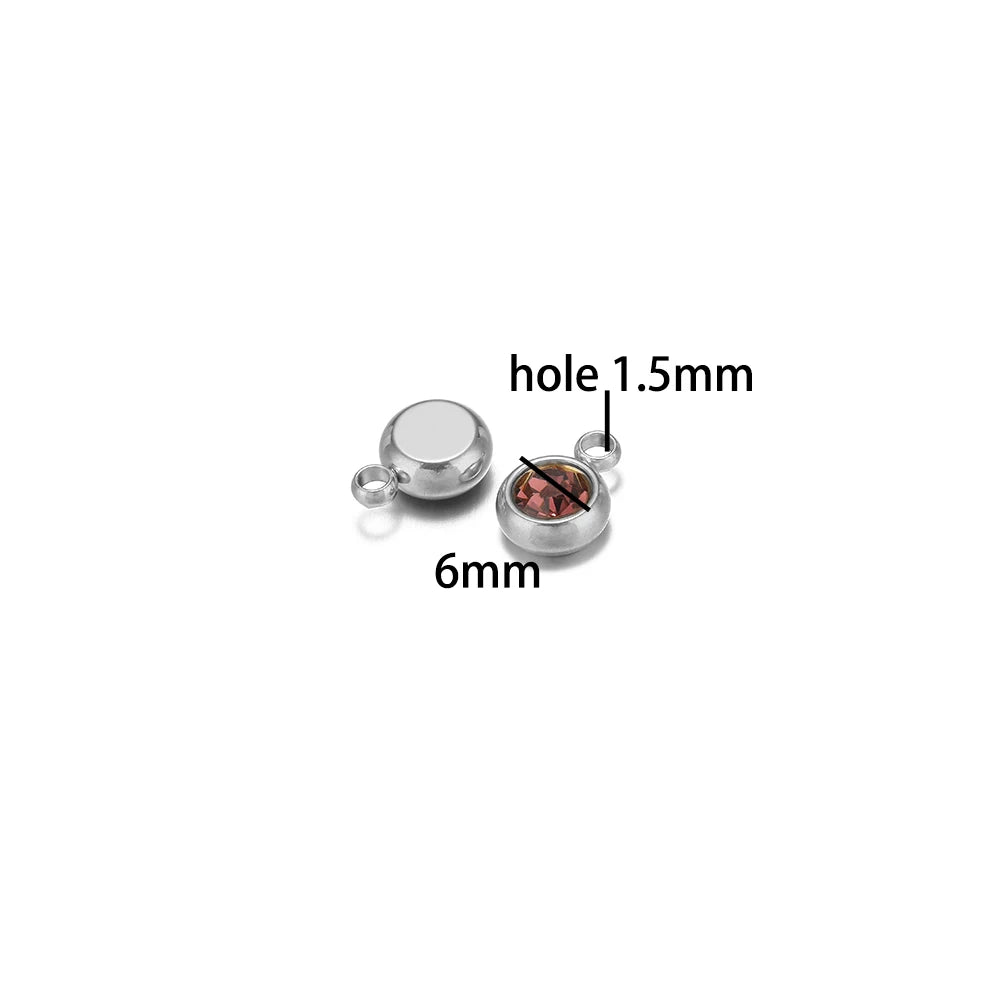 Hot Sale Colorful Pendant 304 Stainless Steel 18k Gold Plated 6mm Crystal Bead Charm Pendants for DIY Necklace Bracelet Making