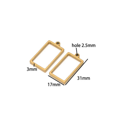 304 Stainless Steel 18k Gold Plated Rhombus Heart Moon Square Charm Pendant for DIY Handmade Necklace Jewelry Making