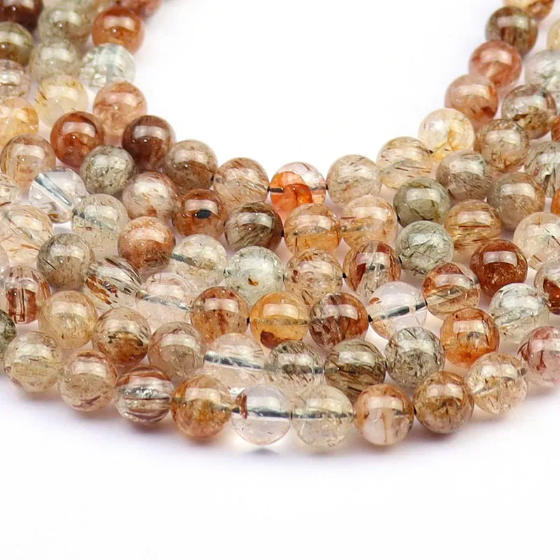 Natural Super Seven 7 Rutile Beads Black Copper Rutilated Quartz Beads for DIY Bracelets Necklace Jewelry Making 6mm 8mm