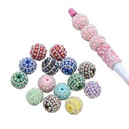 Acrylic Resin Ball Jewelry with Disco Crystal Pearl Rhinestones & Chunky Beads-Random Mix