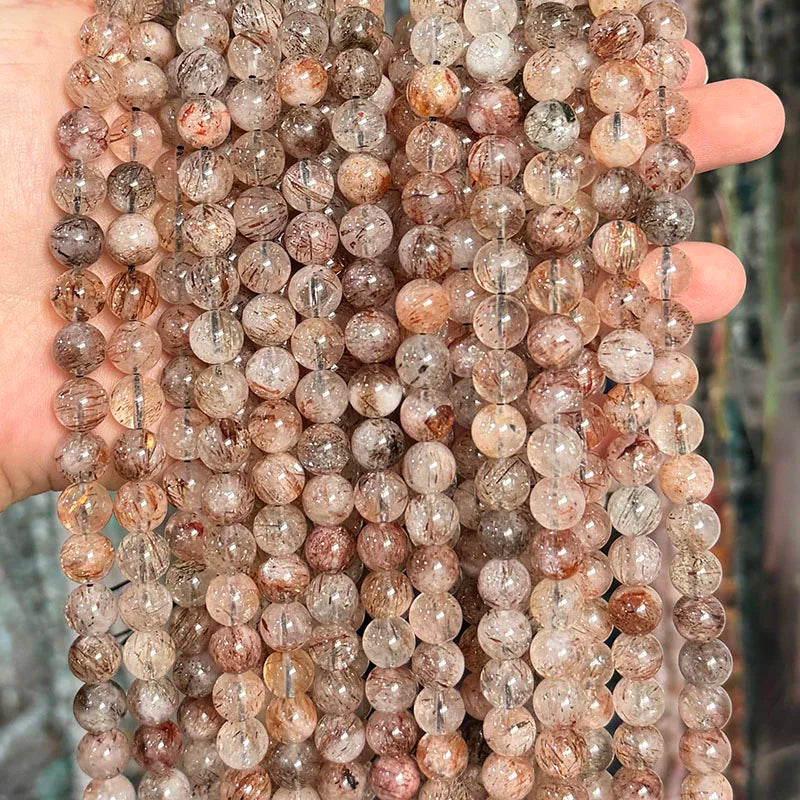 Natural Super Seven 7 Rutile Beads Black Copper Rutilated Quartz Beads for DIY Bracelets Necklace Jewelry Making 6mm 8mm
