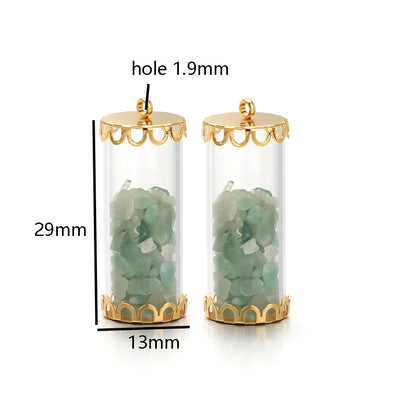 New Fashion Stainless Steel 18k Gold Plated Chips Glass Wishing Bottle Charms Pendant for Handmade Jewelry Necklace Making