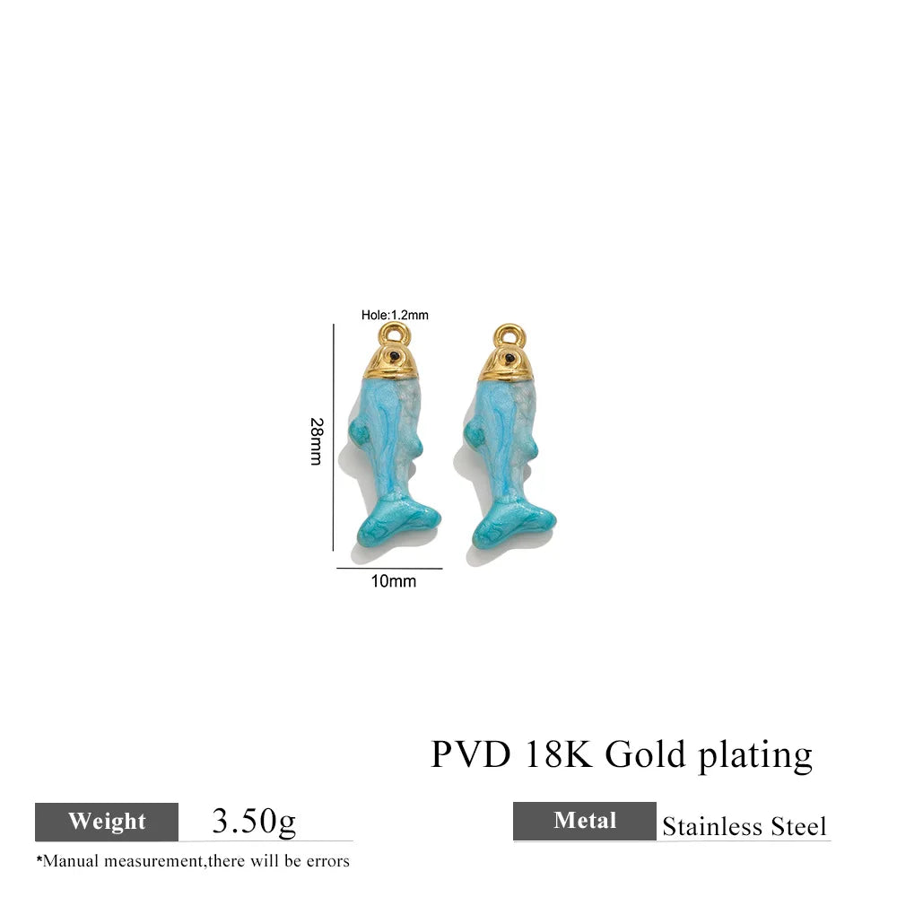 304 Stainless Steel Enamel Small Fish Pendants Multiple Styles Colorful Cartoon-shaped Charms DIY Necklaces