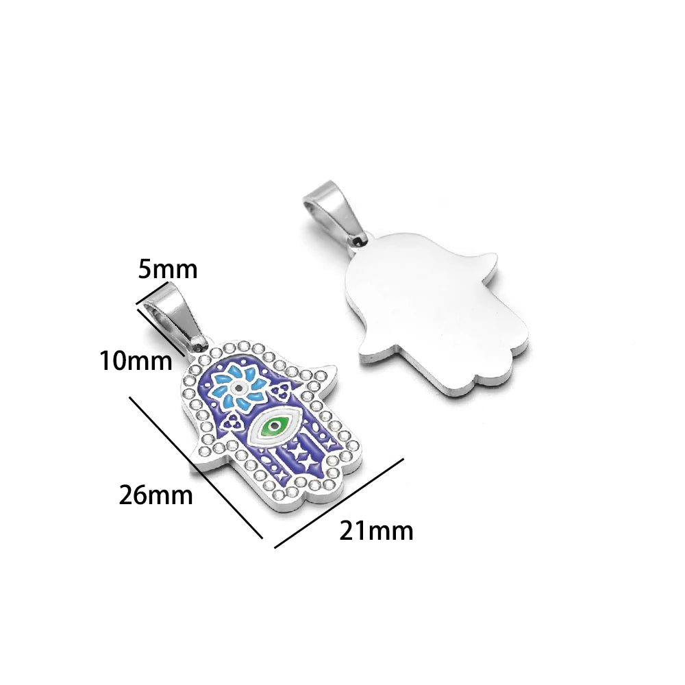 Exquisite Stainless Steel Gold Plated Dripping Oil Eyes Heart Moon Charm Pendant for DIY Jewelry Making Wholesale
