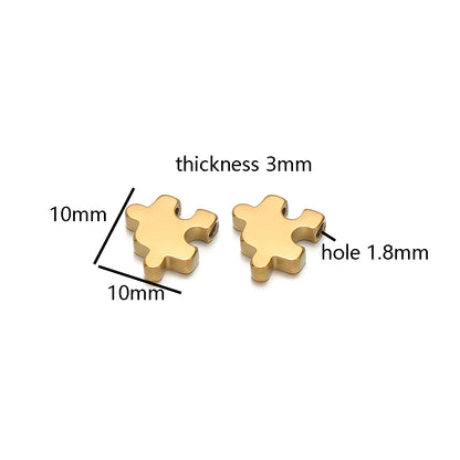 18k Gold Plated Stainless Steel Creative Puzzle Beads Charm Pendant for DIY Necklace Jewelry Making Accessories