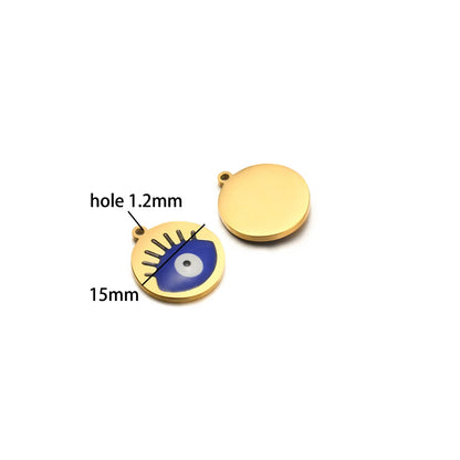 European American Style Stainless Steel Gold Plated Enamel Heart Eye Butterfly Charm Pendant for Jewelry Necklace Making