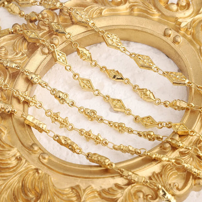 D484 Fashion 18k Gold Plated Stainless Steel Chain Bulk Roll Flower Necklace Bracelet Making Diy