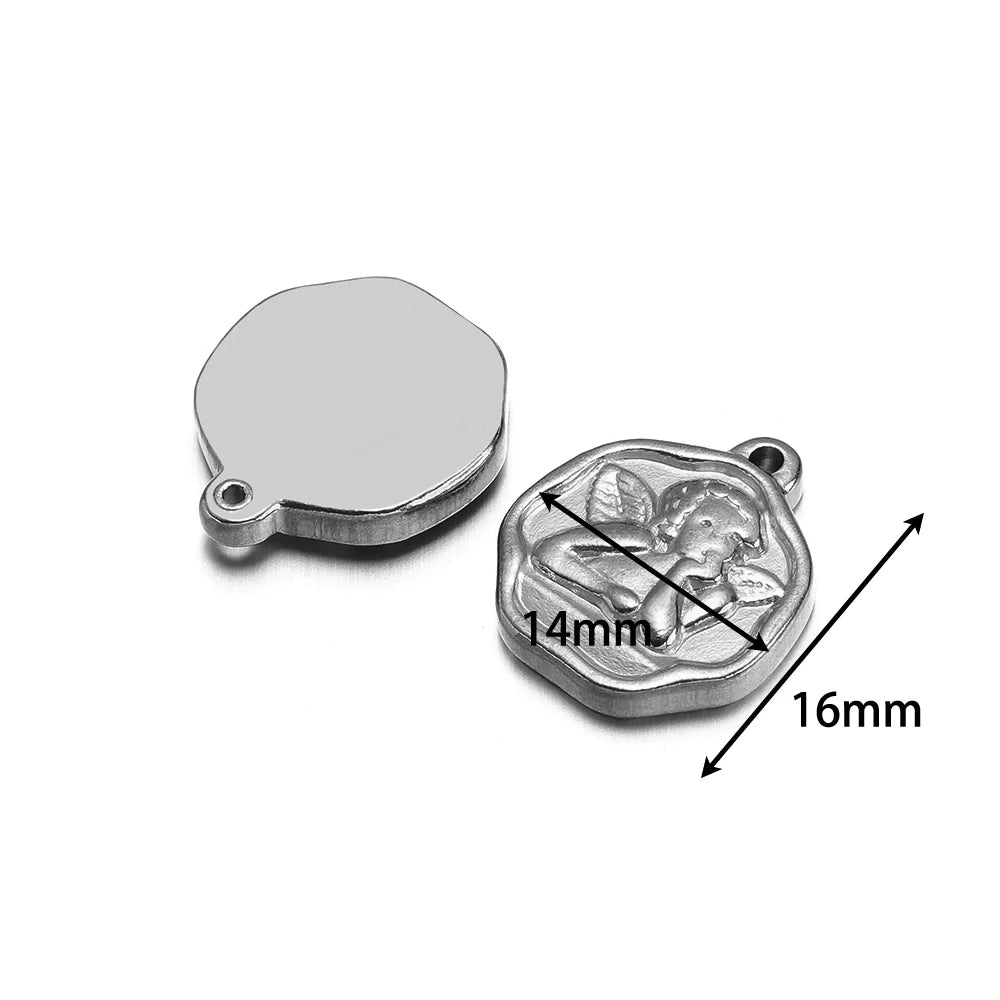 Fashion Stainless Steel 18k Gold Plated 14*16mm Angel Charm Pendants for Jewelry Necklace Making