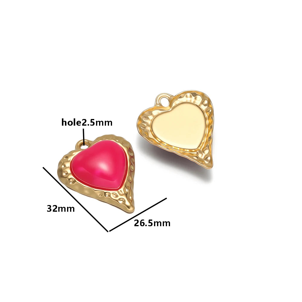Retro Elegant Stainless Steel18k Gold Plated Inlaid Heart Crystal Stone Charms Pendant for DIY Jewelry Necklace Earring Making