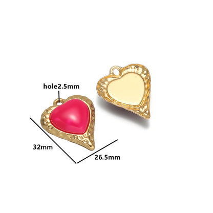 Retro Elegant Stainless Steel18k Gold Plated Inlaid Heart Crystal Stone Charms Pendant for DIY Jewelry Necklace Earring Making