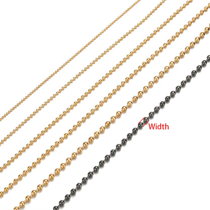 D020 2.4mm 1.2mm 1.6mm Round Bead Chain Necklace Beaded Keychains Stainless Steel Chain Luxury
